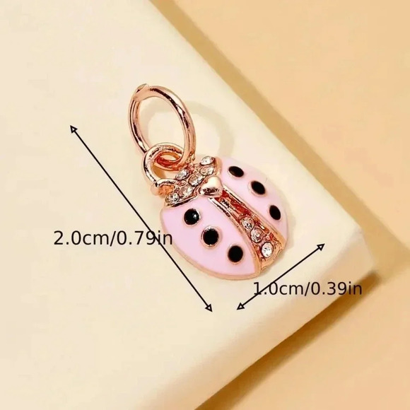 Cute Pink LadyBug Rose Goldplated Pendant Silver plated Necklace 18" - Picture 3 of 10